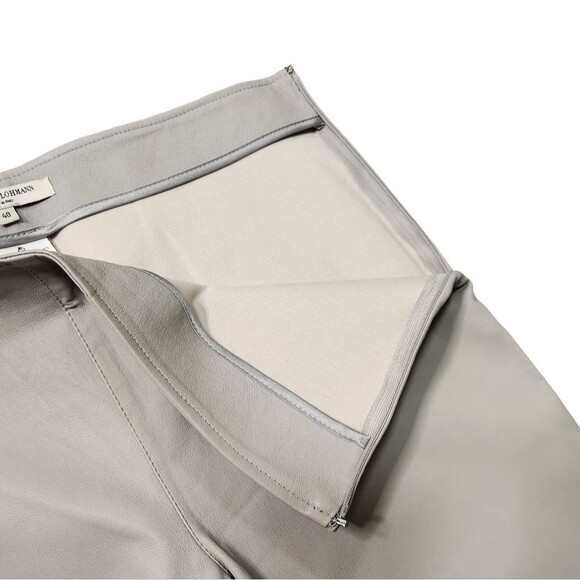 Barbara Lohmann Lamb Leather Pants Gray Side Zipper Women's Italian Size 40/US10 - Picture 5 of 11